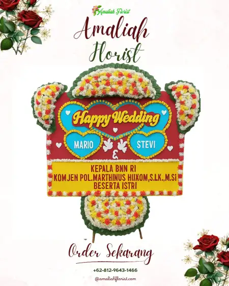 Papan Bunga Pernikahan Mewek